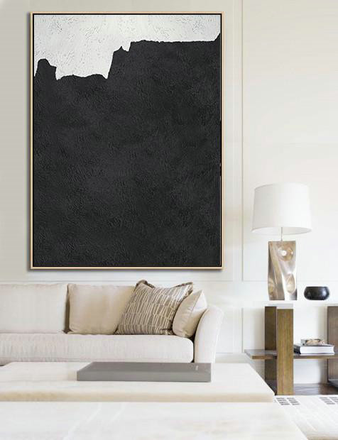 Handmade Extra Large Contemporary Painting,Black And White Minimal Painting On Canvas - Hand Paint Large Art
